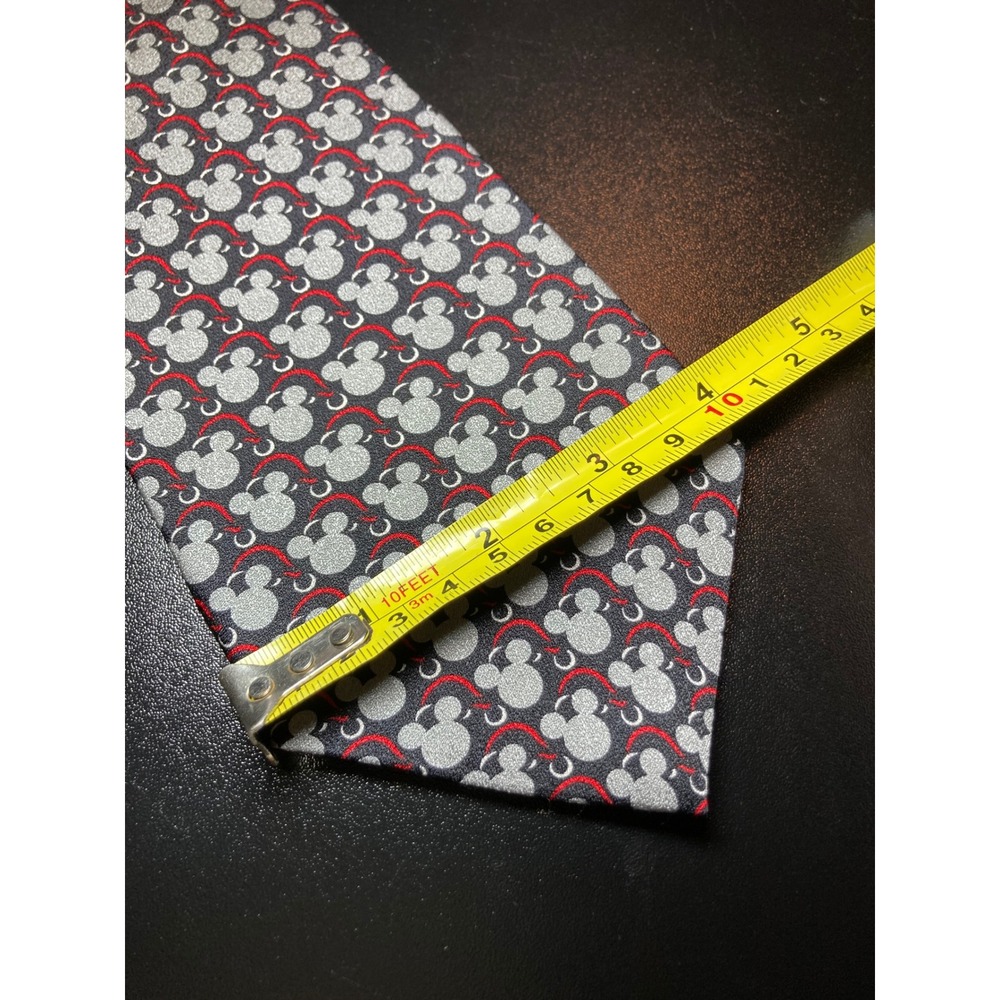 Disney Store Mickey Mouse Silk Tie Mens Black Grey Red Hand Made RN 73469 - Picture 3 of 6